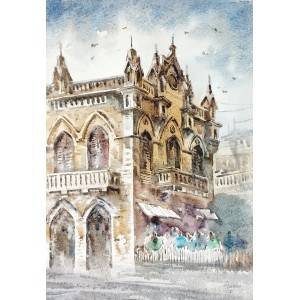 Farrukh Naseem, 15 x 22 Inch, Watercolor On Paper, Cityscape Painting,AC-FN-088